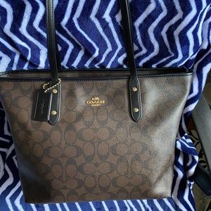 Coach brown tote bag